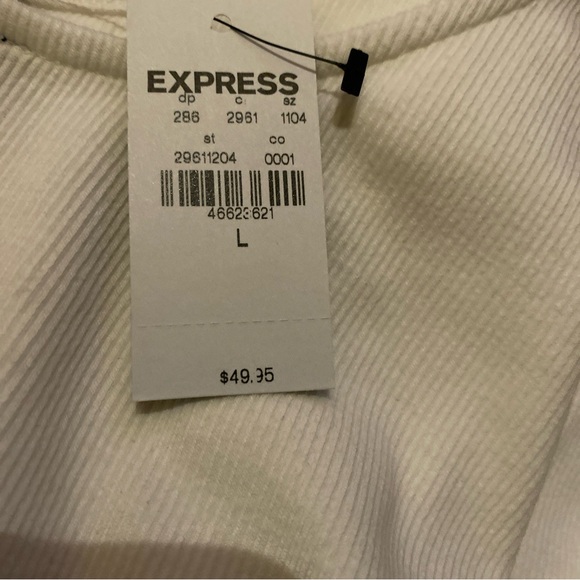 Express Ladies White Ribbed Scoop Neck Bodysuit NWT Size L - Picture 4 of 4